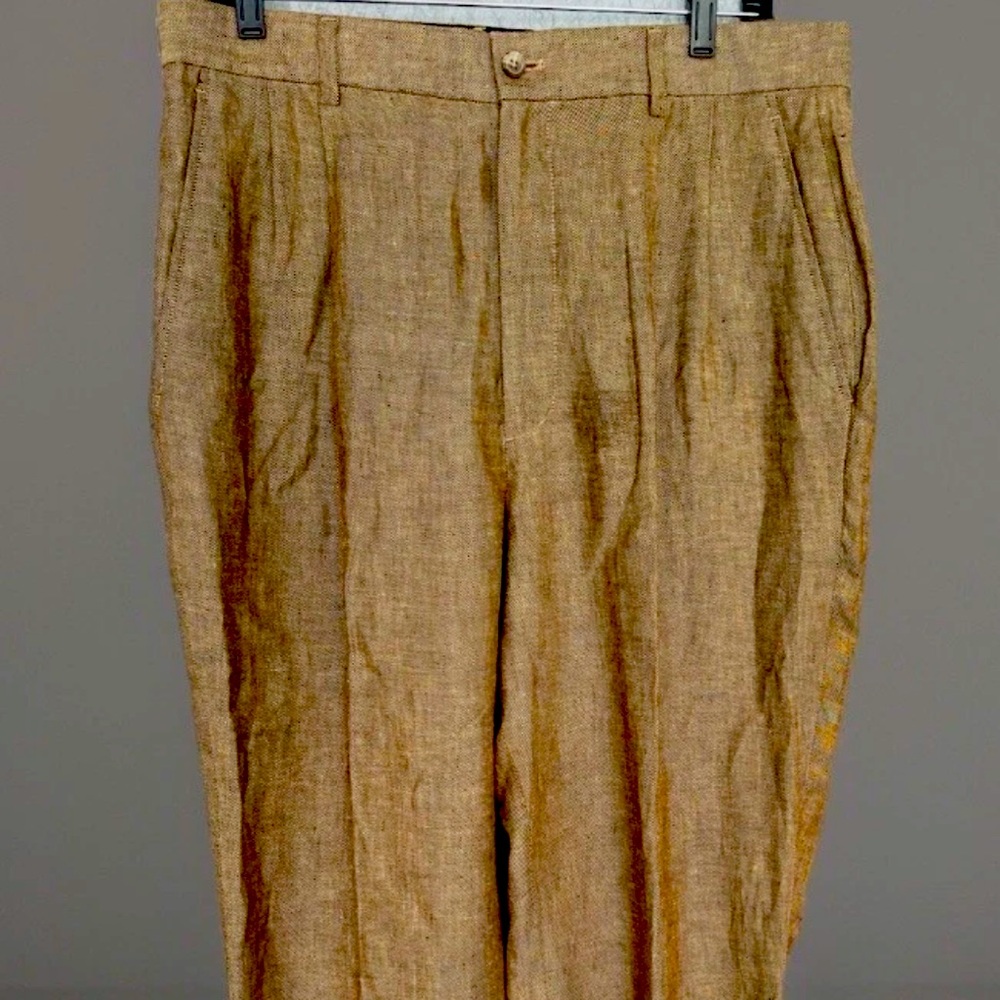Claiborne Mens Light Brown Dress Pants Pleated Cuffed Size 34x34